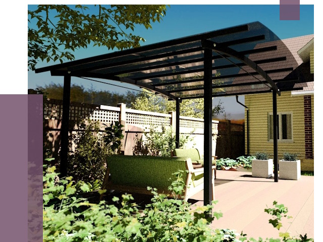 Навесы для террасы в Морозовске от 13089 руб. под ключ | ПРОЛЁТ-Мрз